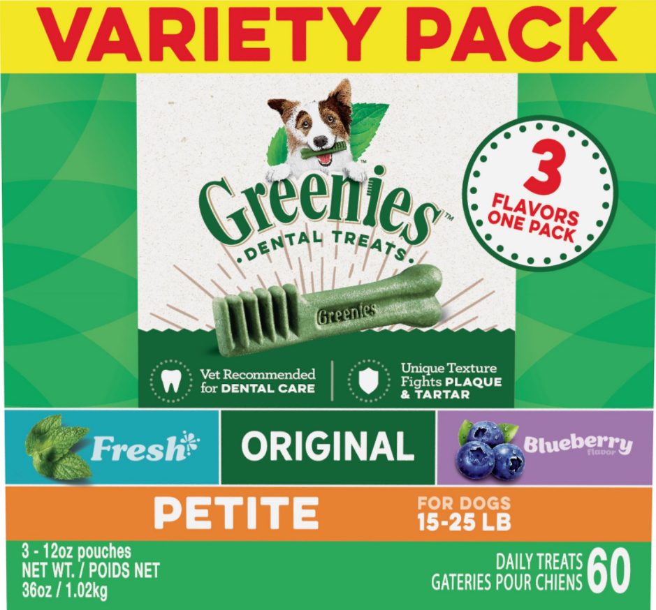 Greenies, Greenies Petite Three Flavor Variety Pack Dental Dog Treats