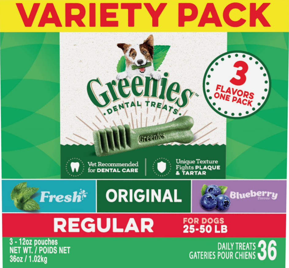 Greenies, Greenies Regular Three Flavor Variety Pack Dental Dog Treats