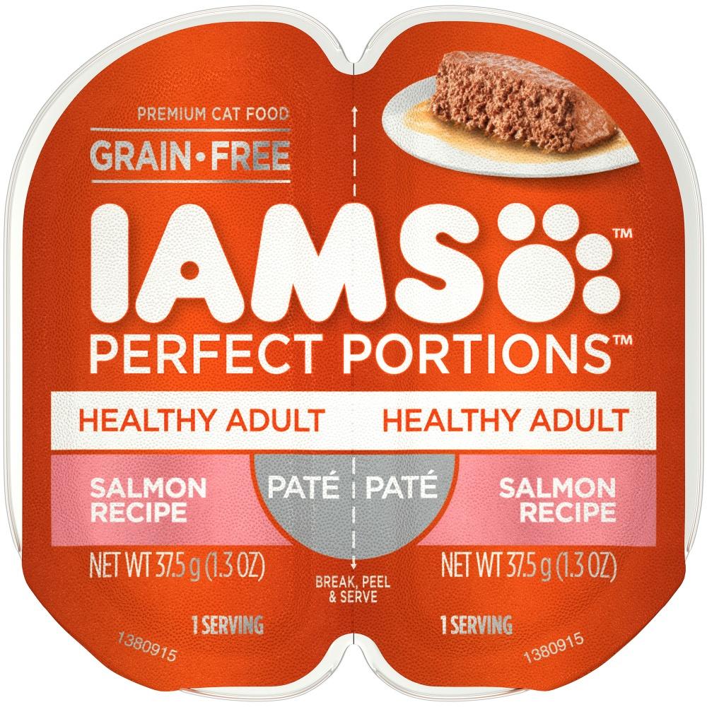 IAMS, Iams Perfect Portions Healthy Adult Lachs-Pastete Nassfutter für Katzen Tablett