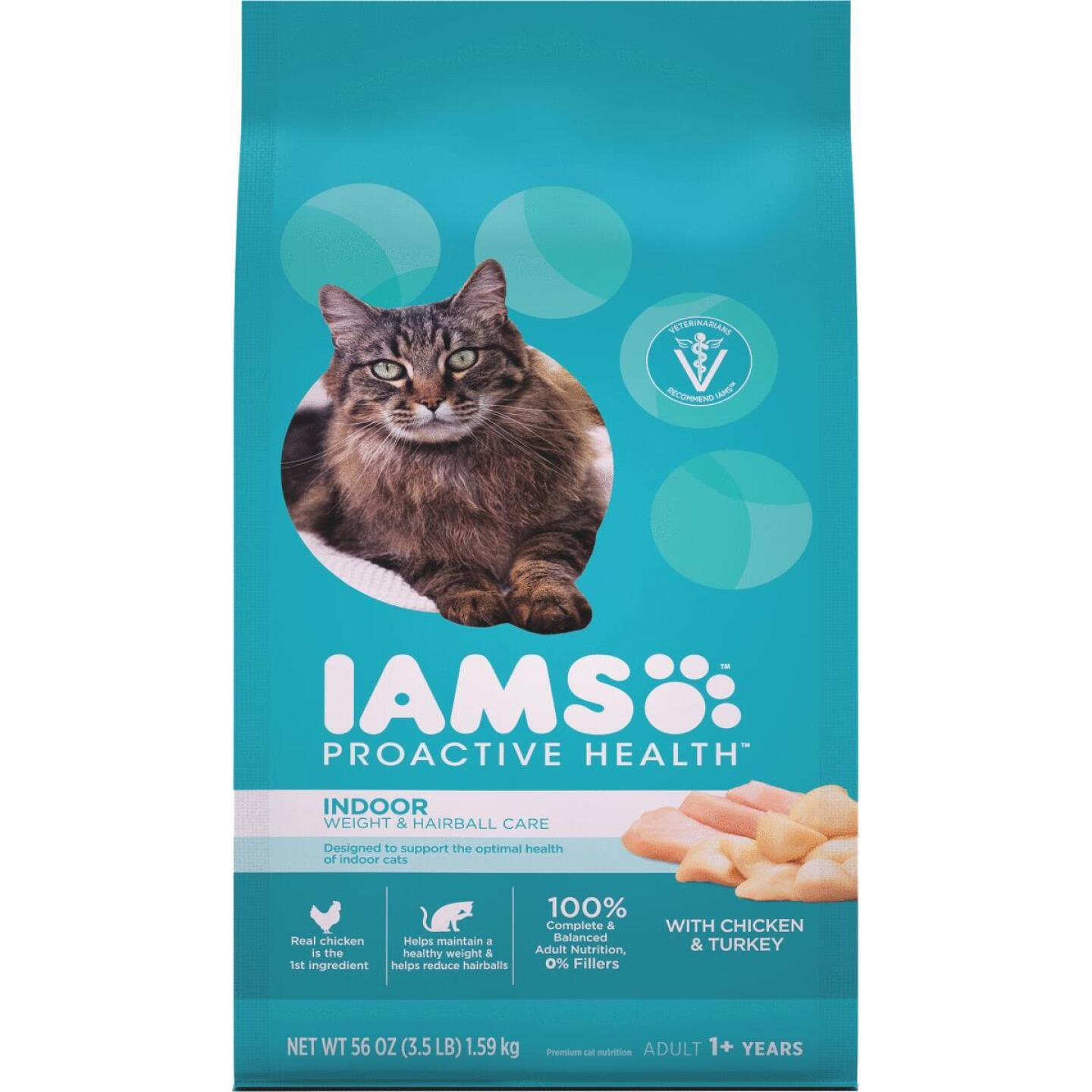 IAMS, Iams Proactive Health Gewicht & Haarballenpflege 3.5 Lb. Huhn & Putengeschmack Katzenfutter für Erwachsene