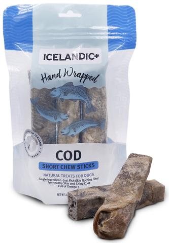 Isländisch+, Icelandic+ Hand Wrapped Cod Skin Short Chew Stick Dog Treats