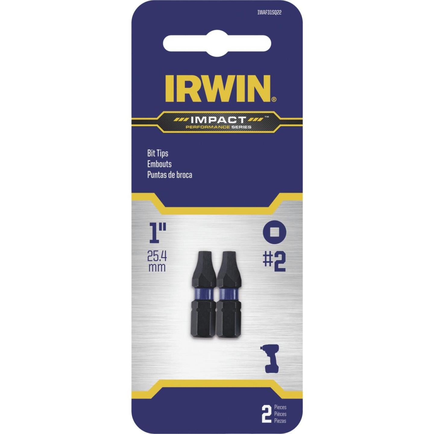 Irwin, Irwin Quadratische Aussparung #2 1 In. Schlagschraubendreher-Bit (2er-Pack)