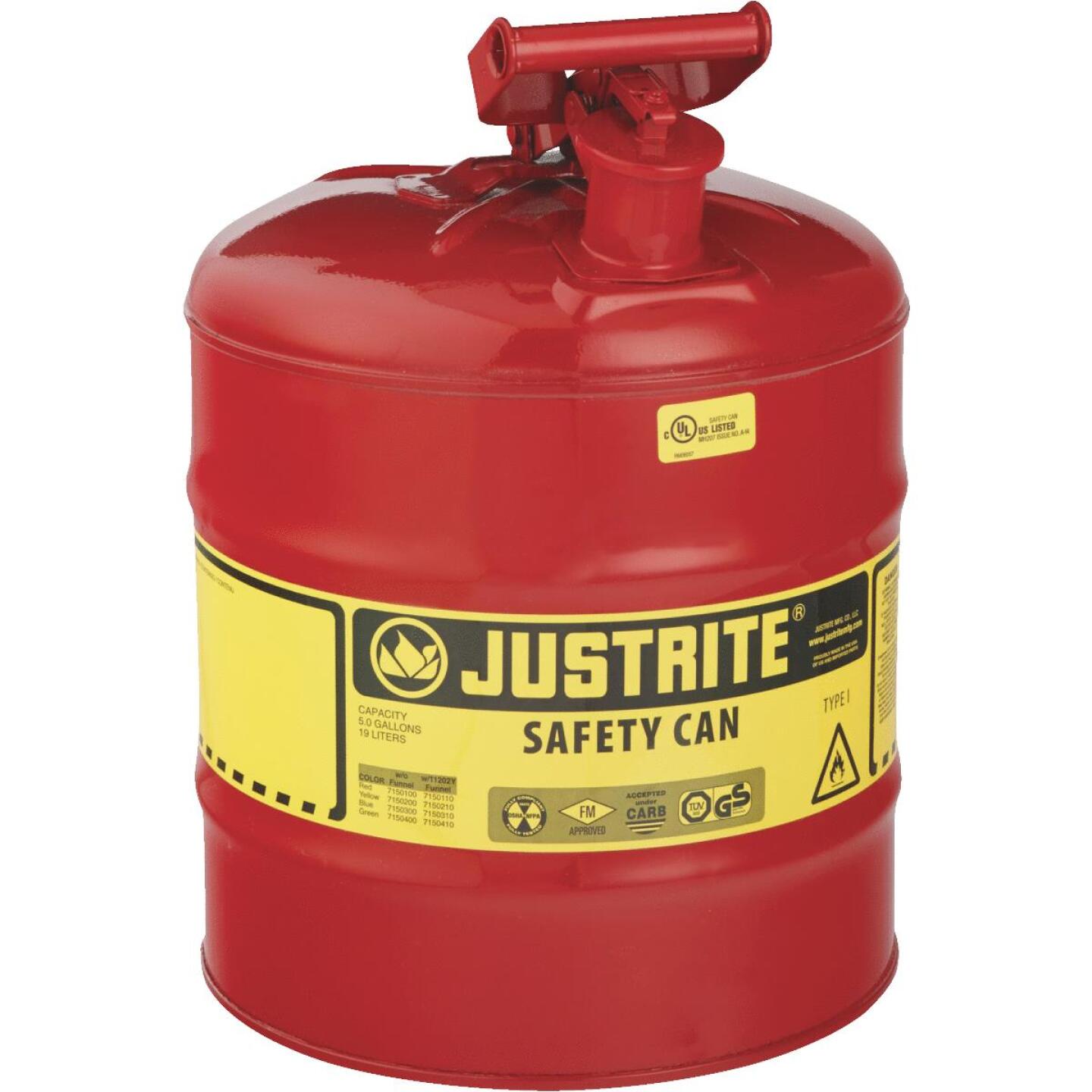 Justrite, Justrite 5 Gal. Sicherheitskanister Typ I aus verzinktem Stahl, rot