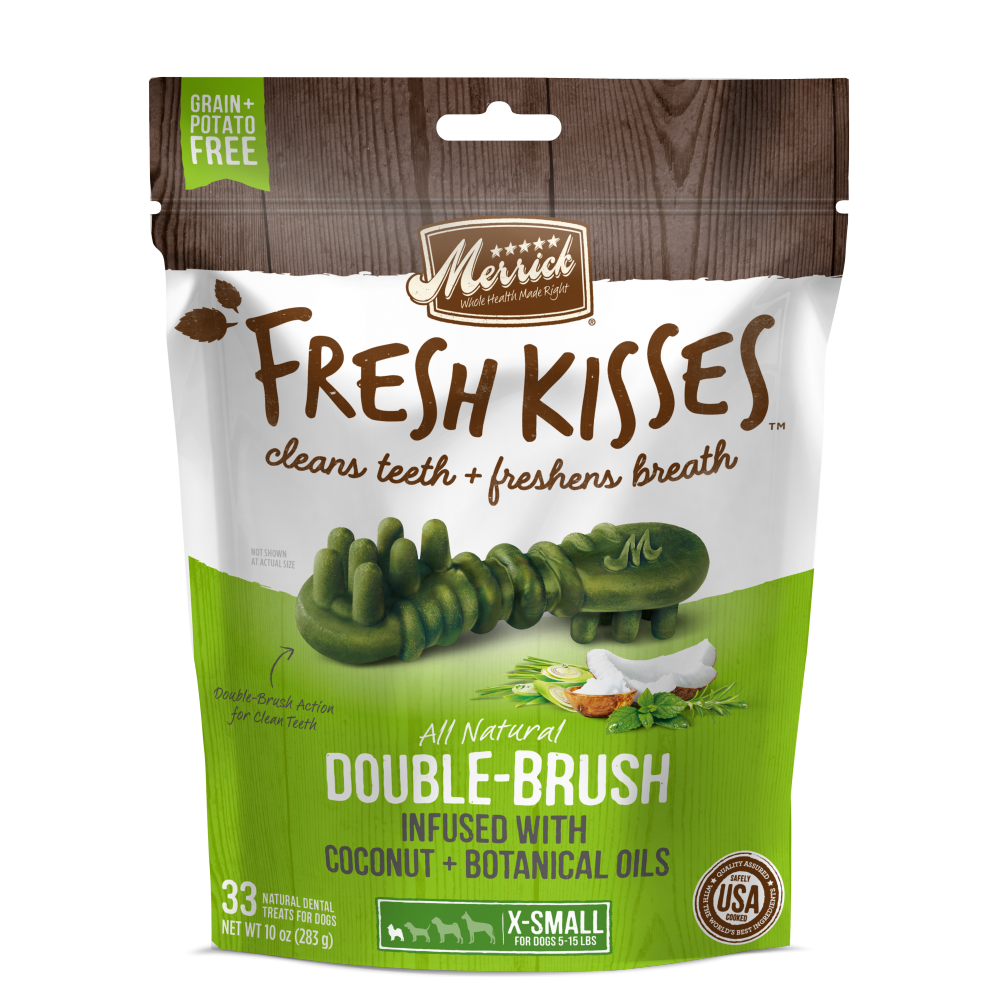 Merrick, Merrick Fresh Kisses getreidefreie Kokosnussöl und Botanicals Extra Small Dental Hundeleckerbissen