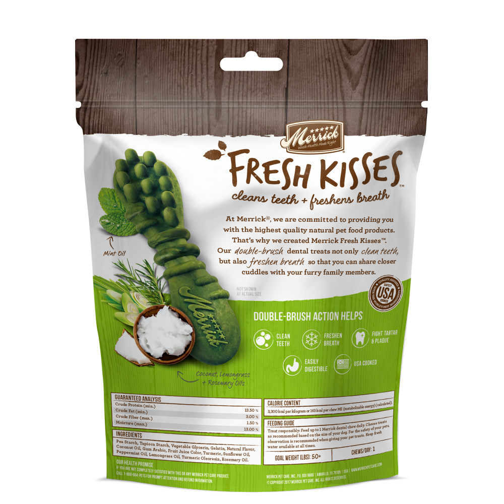 Merrick, Merrick Fresh Kisses getreidefreie Kokosnussöl und Botanicals große Zahnbehandlungen für Hunde