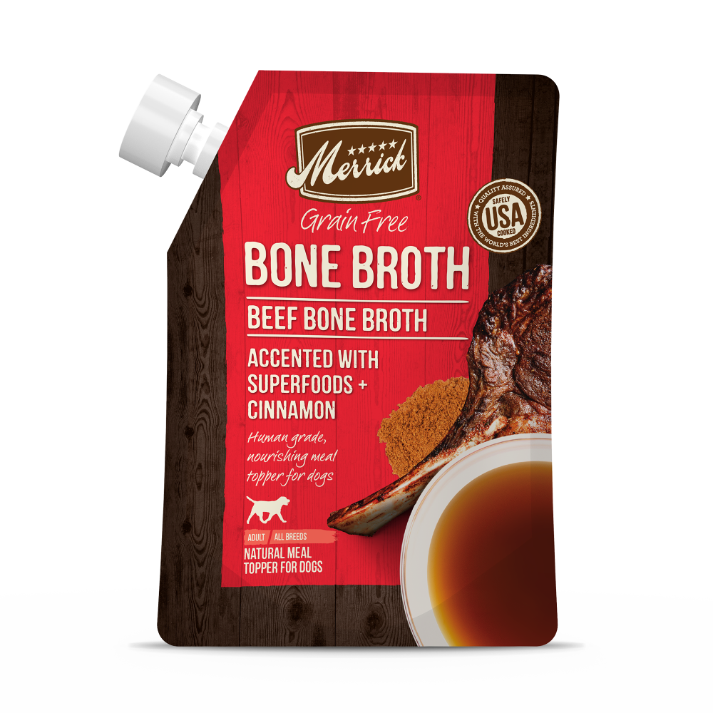 Merrick, Merrick Grain Free Beef Bone Broth Nassfutter Topper für Hunde