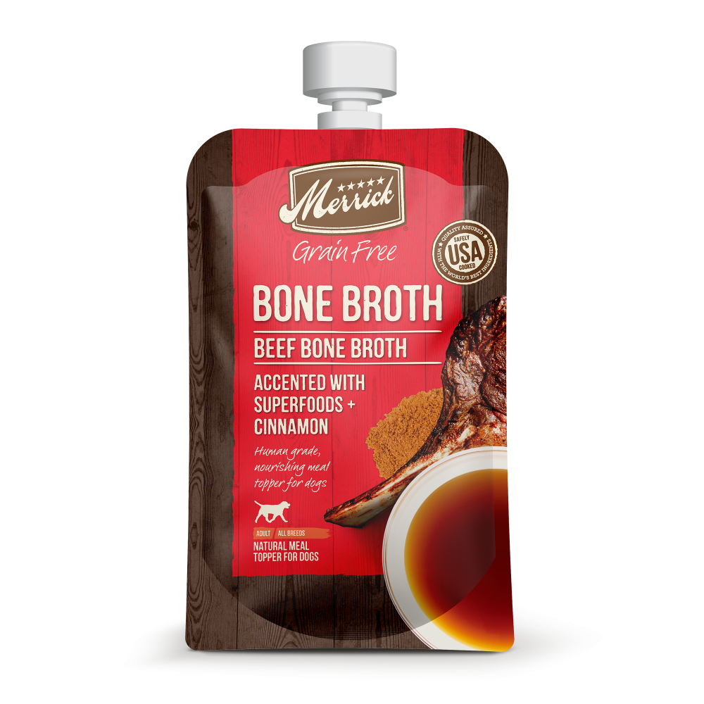 Merrick, Merrick Grain Free Beef Bone Broth Nassfutter Topper für Hunde