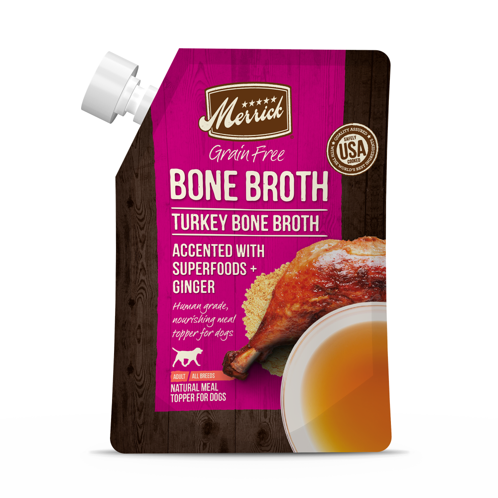 Merrick, Merrick Grain Free Turkey Bone Broth Nassfutter für Hunde Topper