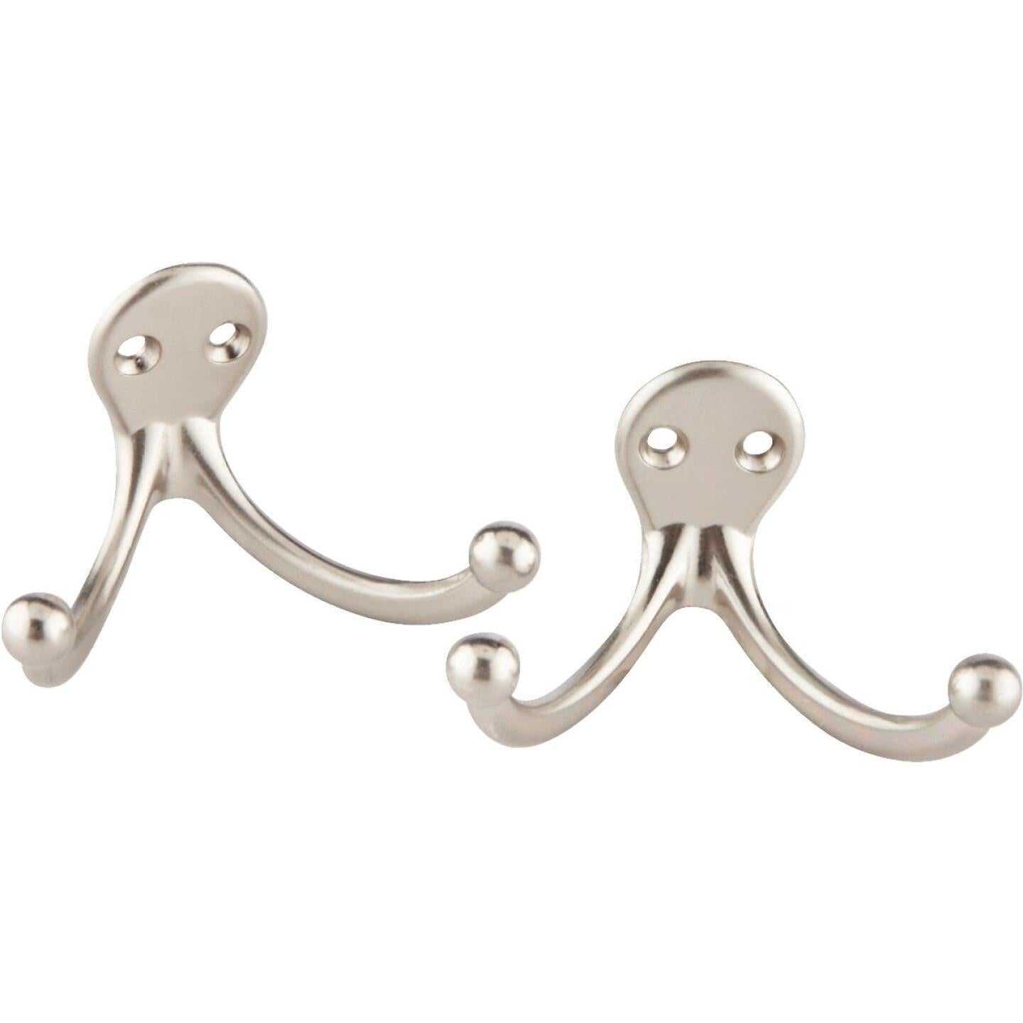 National, National Satin Nickel Doppeltuch-Garderobenhaken, 2 pro Karte