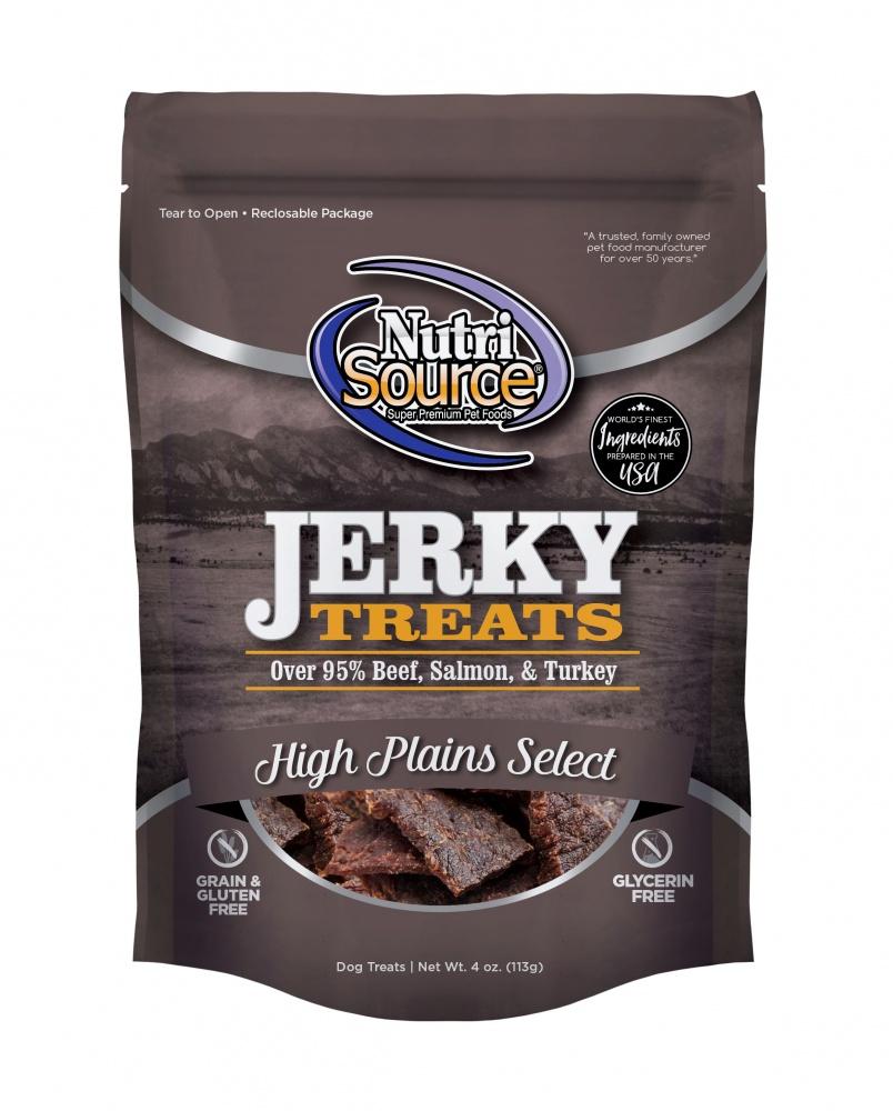 Nutrisource, NutriSource® High Plains Select Getreidefrei 95% Rind, Lachs & Pute Jerky Hundeleckerlis