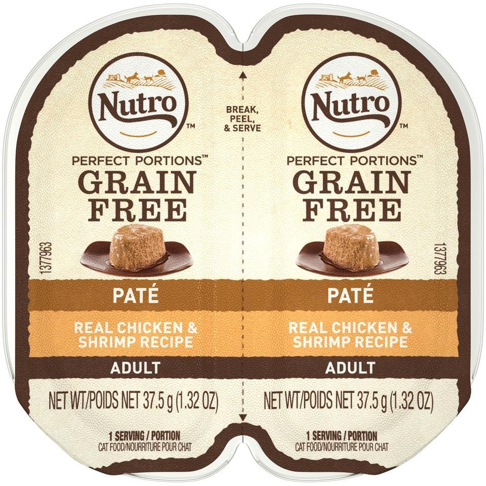 Nutro, Nutro Perfect Portions Adult Grain Free Huhn und Shrimp Pate Nassfutter für Katzen Schalen