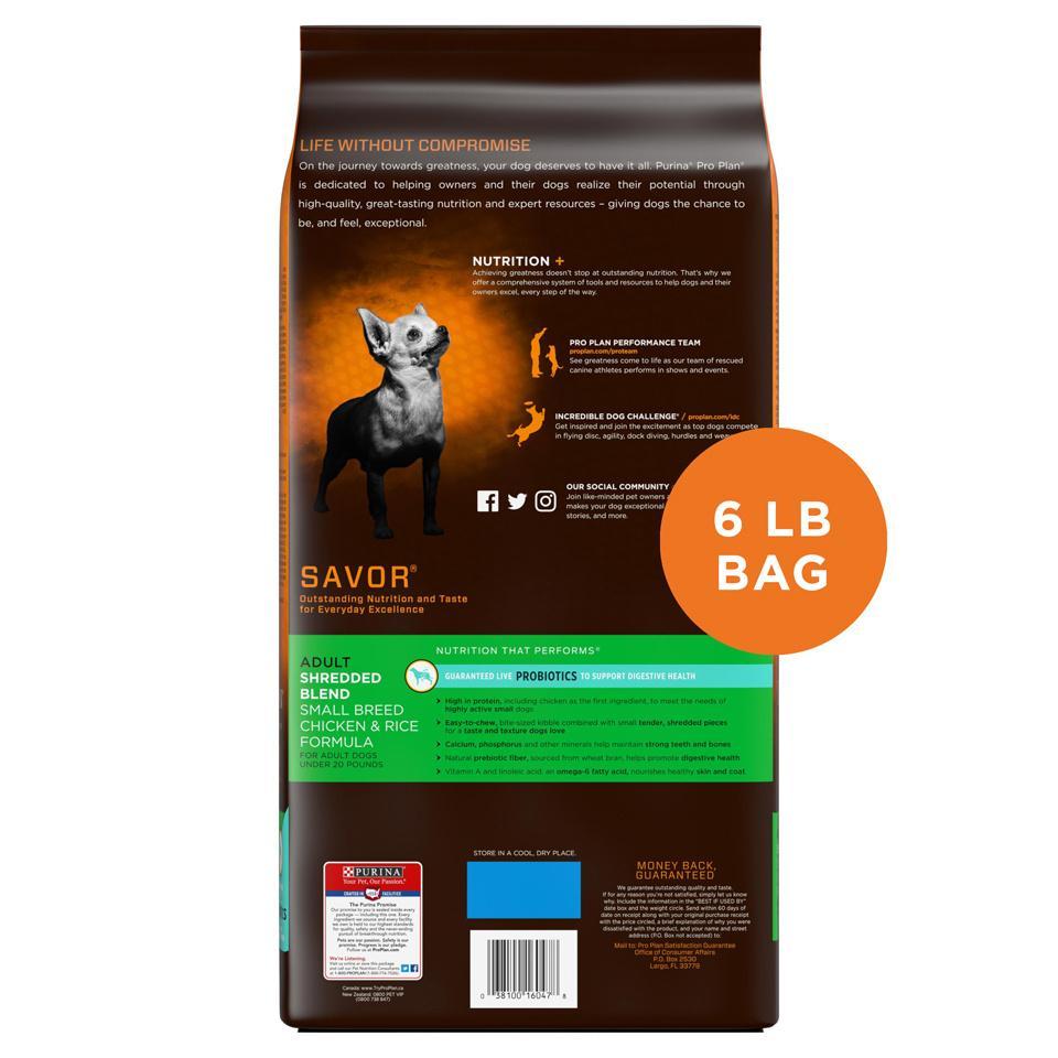 Purina Pro Plan, Purina Pro Plan Savor Shredded Blend Huhn & Reis Adult Small & Toy Breed Trockenfutter für Hunde