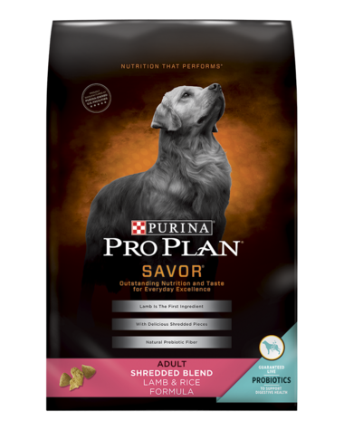 Purina Pro Plan, Purina Pro Plan Savor Shredded Blend Lamb & Rice With Probiotics Formula Adult Dry Dog Food