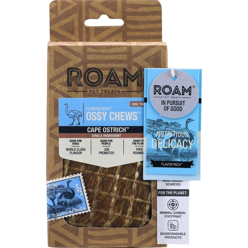 Roam Pet Treats, Roam Ossy Chews Cape Strauß Hundeleckerli