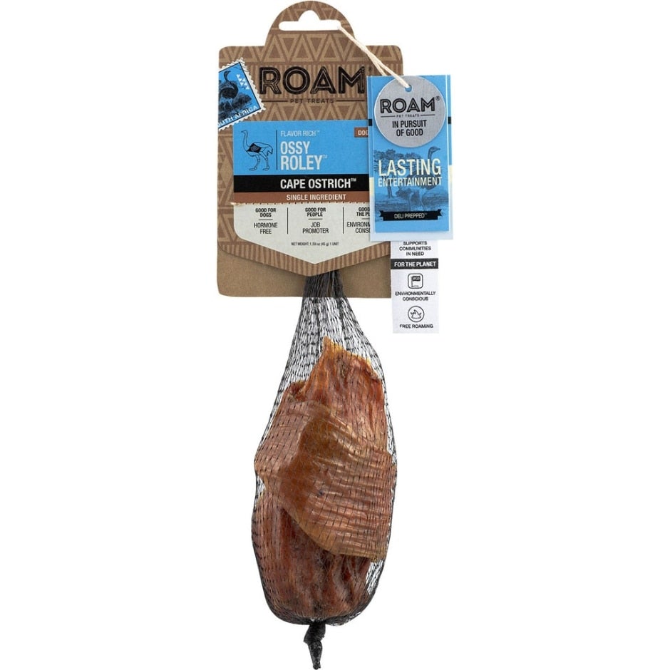 Roam Pet Treats, Roam Ossy Roley Cutlet Cape Strauß Hundeleckerli