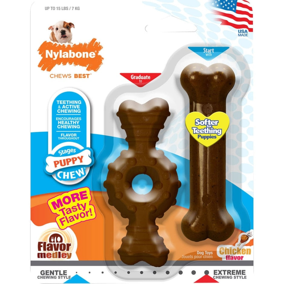 Nylabone, WELPE KAUT TEXTURIERTEN RING & KNOCHEN